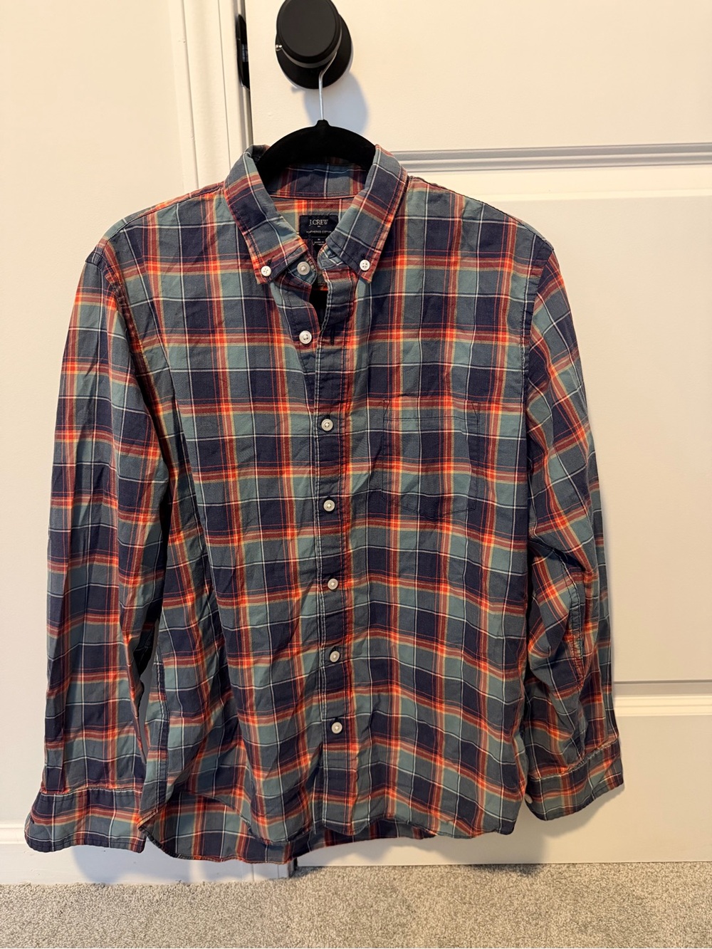 J.Crew Men’s Heathered Cotton Plaid Button Down Shirt M